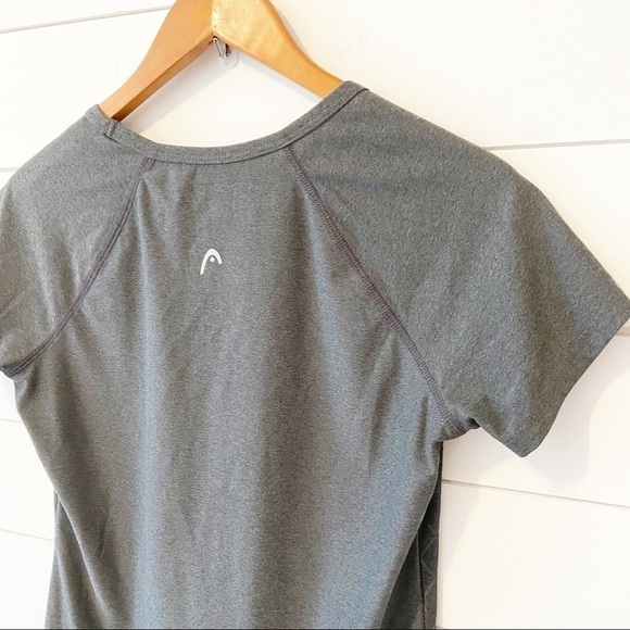 Head | Dark Gray Short Sleeve Vneck Workout Top Size Small - Picture 10 of 13